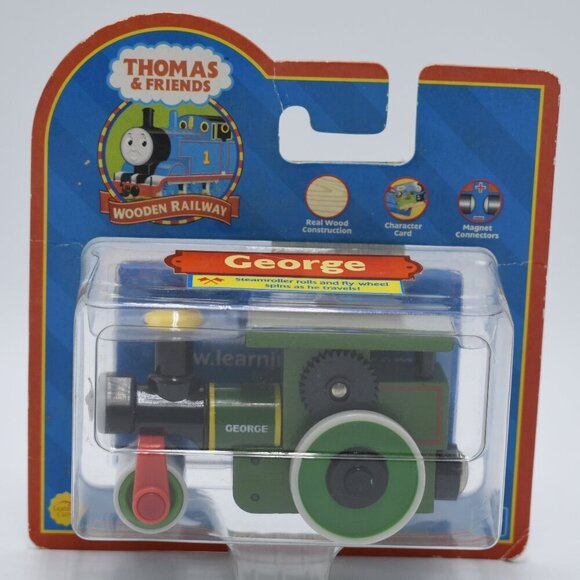 George Steamroller Character Card Thomas & Friends Wooden Railway Train 2005 New - Picture 2 of 11
